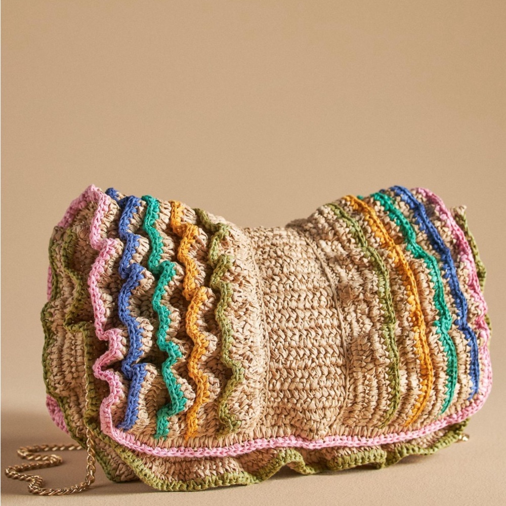 NWT Anthropologie Multicolor Ruffle Clutch - Picture 3 of 3